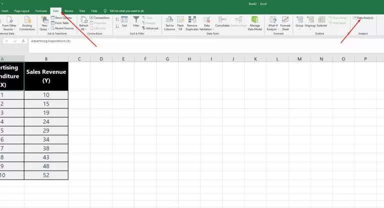 regression lines in excel 2 STEP 3
