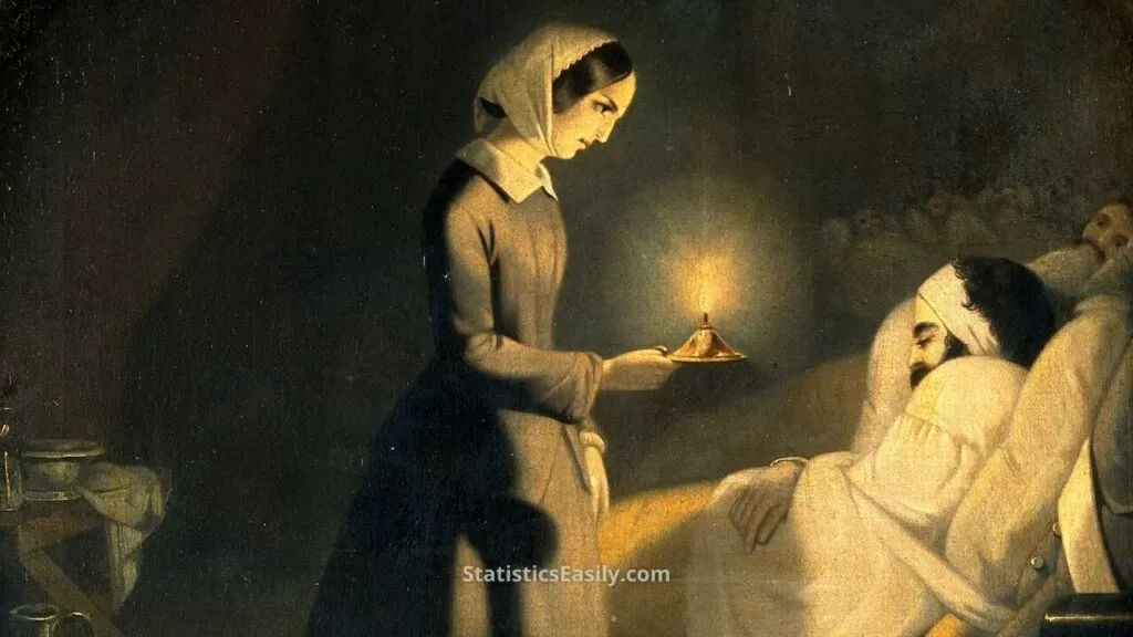 Florence Nightingale as the lady with the lamp - Oil painting